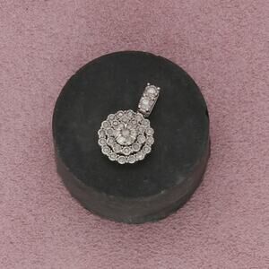 zales sterling silver pave diamond flower pendant